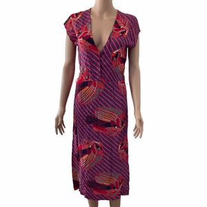 Vintage Meira Dress Womens Medium Multicolored Abstract Pattern Midi Lightweight